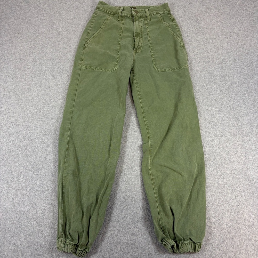 Mother Wrapper Patch Springy Ankle High Rise Jogger Pants Womens 24 Avocado